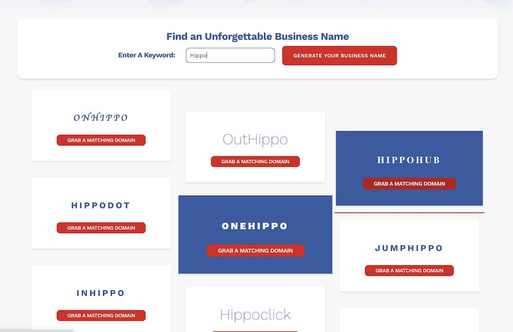 Let the Hippo do the hard work of finding an unforgettable name for your business.