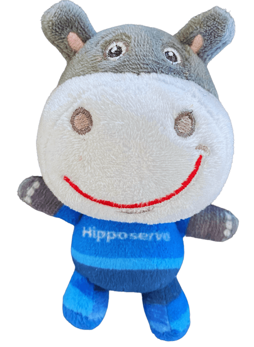Hippo Toy from Hipposerve. Image of the fluffy, plush 11cm hippo.